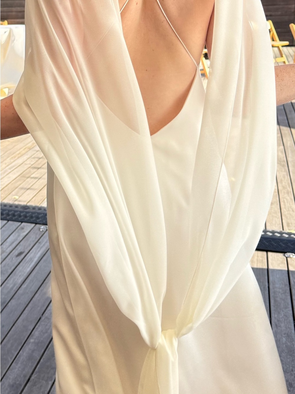 Tempete square neck wedding dress and knot scarf size s - Picture 6 of 8
